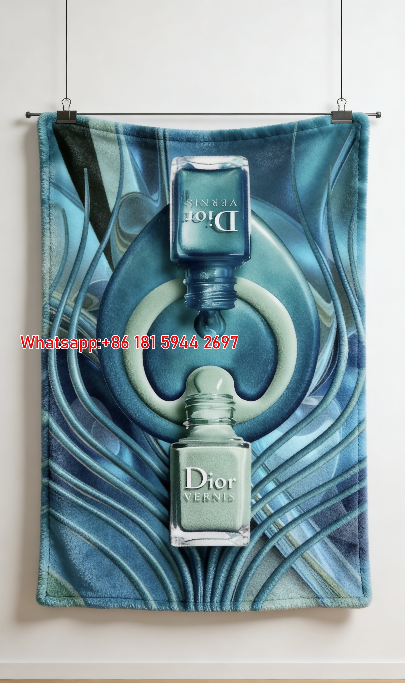 Dior Teal Nail Polish Flannel Sofa Throw Blanket D321